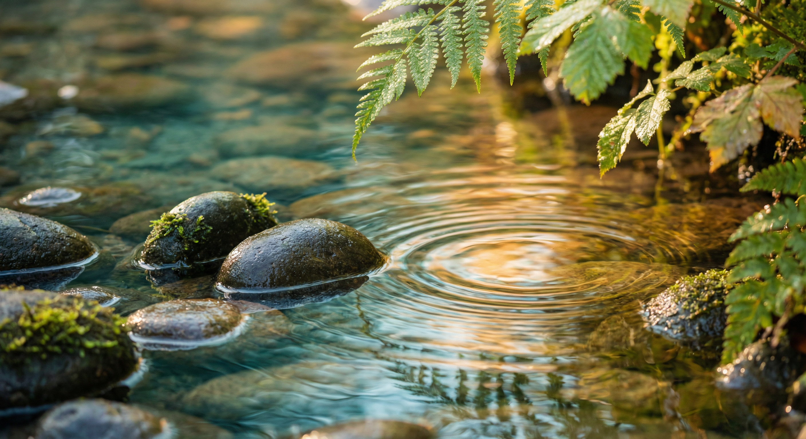 Calm nature scene with stones and water